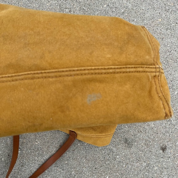 Madewell Canvas Tote Bag Leather Handles Ochre - Picture 3 of 7